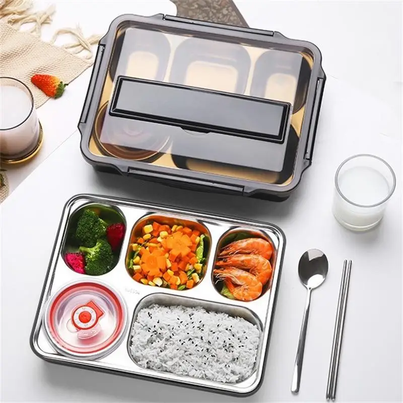 Stainless-Steel-5-Grid-Lunch-Box-Microwave-Divided-Lunchboxes-Portable ...