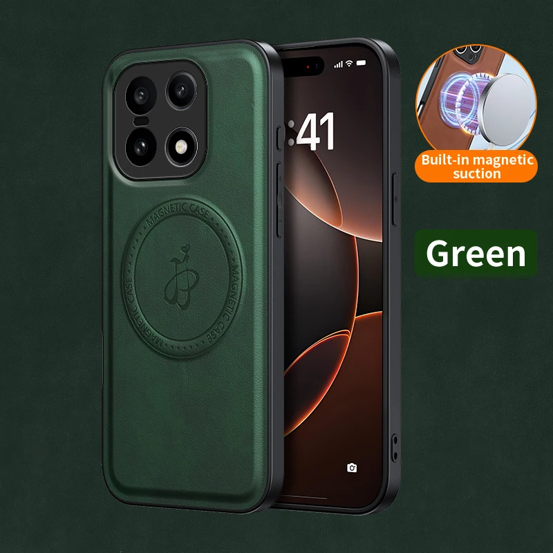 Leather PU Wireless Charging Magnetic Case - Protective Hard Back Cover