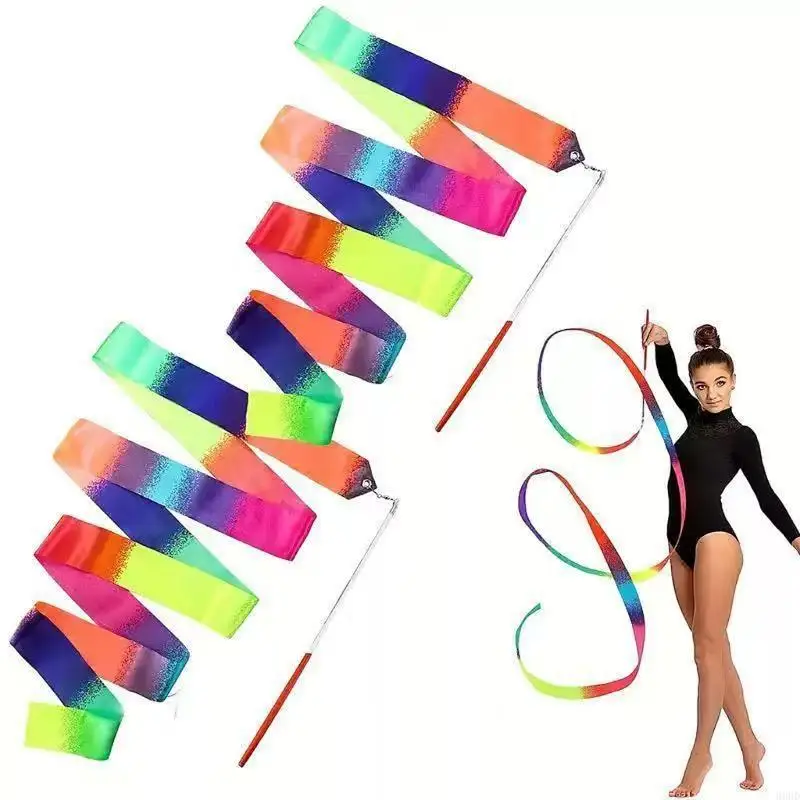 Nastro da ginnastica Nastro da danza scintillante Manganelli rotanti Stelle filanti a nastro lungo Ginnastica ritmica per danza - immagine 3