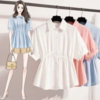 Plus Size Polo Shirt Women Summer 2025 New Korean Style Large Size Loose Chiffon Blouse Women Slim Waist Casual Tops Female - Image 2