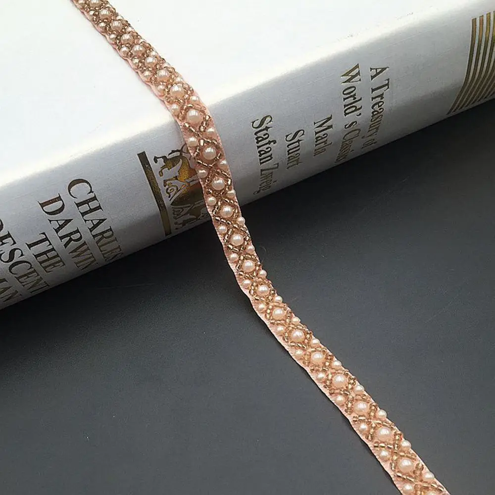 Applicazione in Pizzo Ricamato con Perle per Copricapo da Sposa, Nastro Decorativo con Perline per Abiti - Image 3