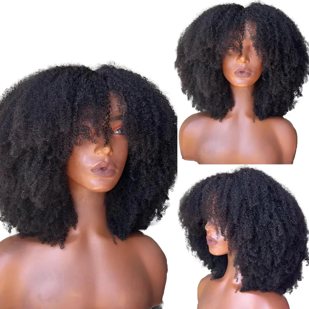 Afro Kinky Curly 13X6 Lace Front Human Hair Wigs For Black  display picture 3