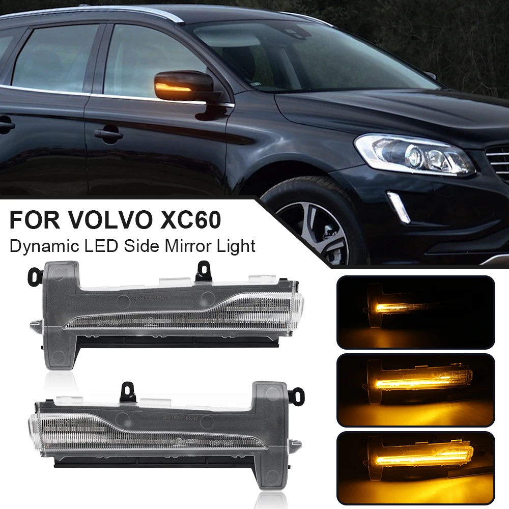 

For Volvo XC60 2014 2015 2016 2017 2X LED Sequential Dynamic Side Mirror Blinker Light Turn Signal Lamp OEM#31371878 31371879