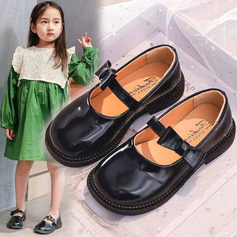 Autumn New Girls Shoes School Black Kids Dress Shoes for Student Beige  White Leather Shoes Children Princess Single Shoes 3 13T| | - AliExpress
