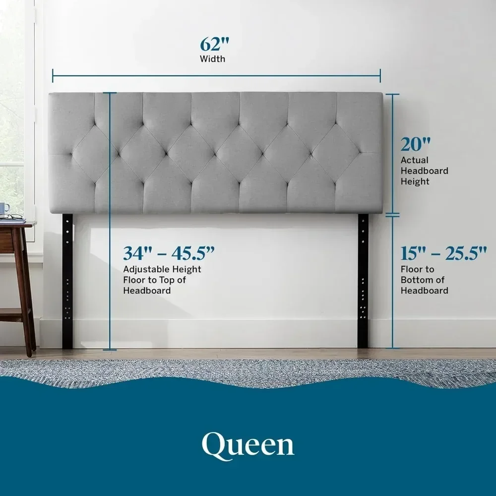 Headboard, Wall Mounted Peel and Stick Headboard, Upholstered Tufted Bed Headboard for Queen Size Bed, Bedroom Tall Headboard