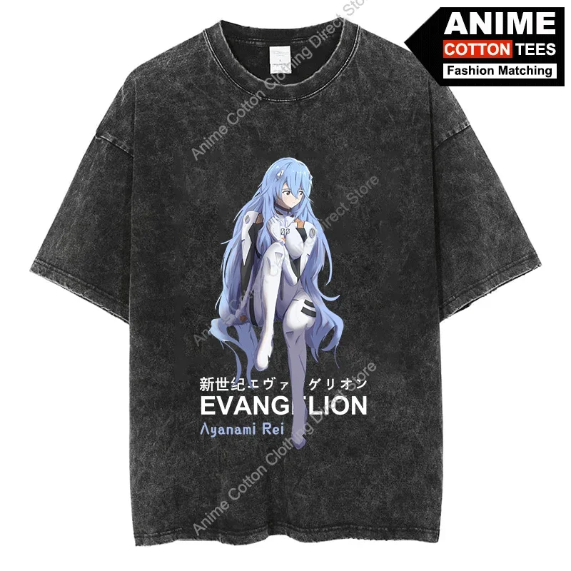 

Rei Ayanami T Shirt Anime Neon Genesis Evangelion Print T-shirt y2k Harajuku Street Casual Unisex Oversized Loose Tees Cotton