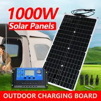 Kit de système de panneaux solaires flexibles 1000W, chargeur de batterie 12V, contrôleur 100A complet pour la prise en charge extérieure de la maison 1