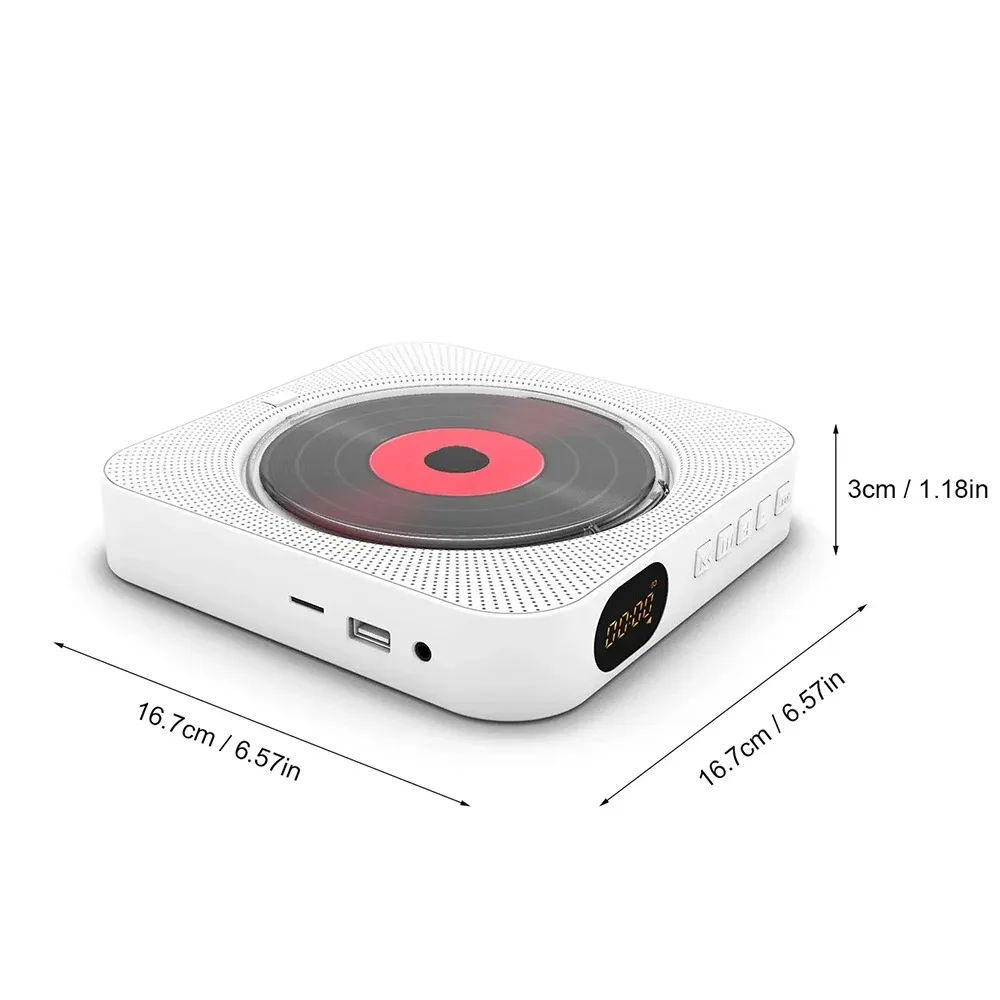 Portable CD Player Bluetooth Speaker Stereo CD Players LED Screen Wall Mountable Music Player with IR Remote Control FM Radio