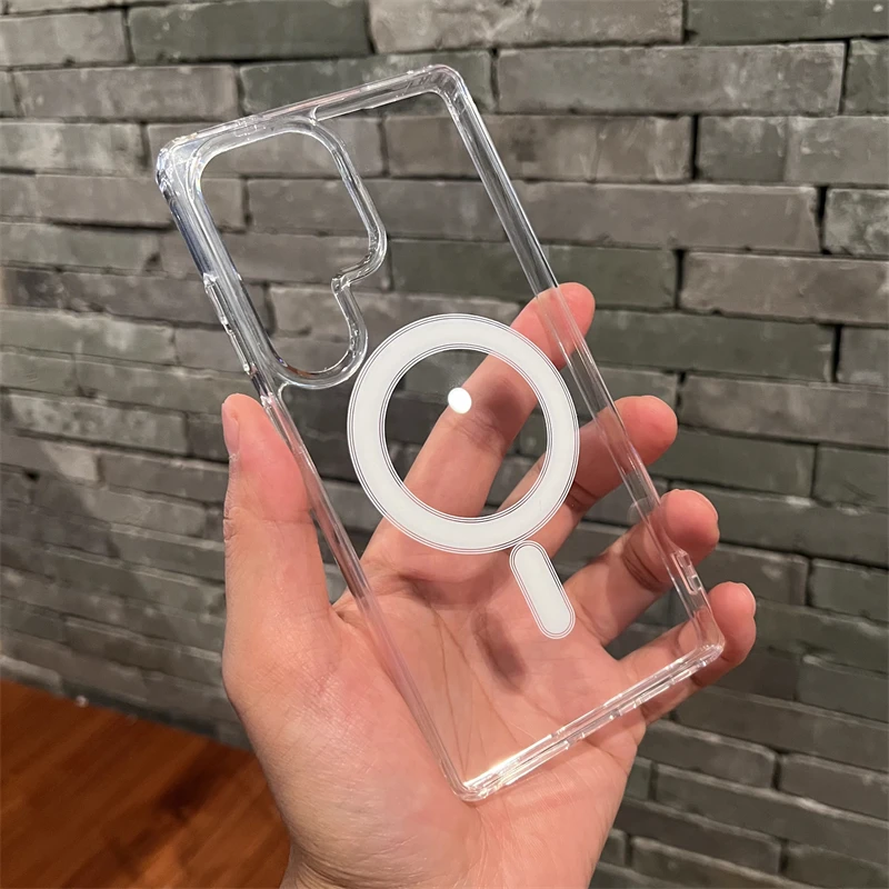 Enhanced Magnetic Clear Phone Case - Durable Hard PC Protective Cover with Enhanced Grip