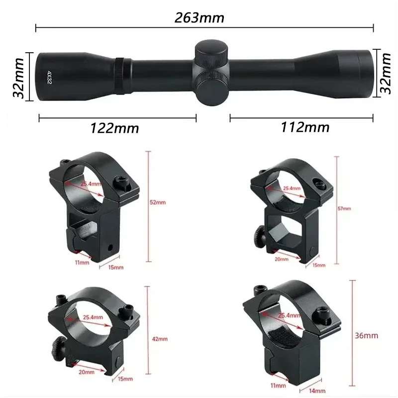 4X32 Metal Version Compact Riflescopes Tactical Precision Shooting Scope Range Finder Reticle Airsoft Adjustable Zero Point