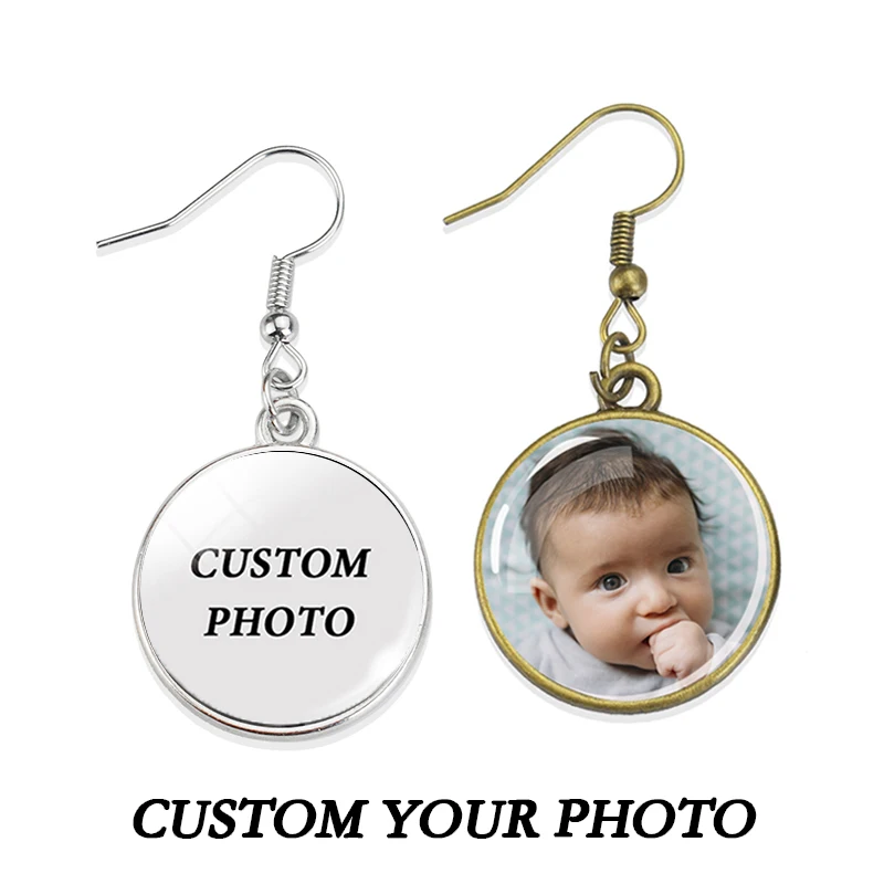 1 Pair of DIY Photo Custom Earrings Creative Fashion Ladies Custom Personality Hook Earrings Women's Jewelry Gift for Girlfriend