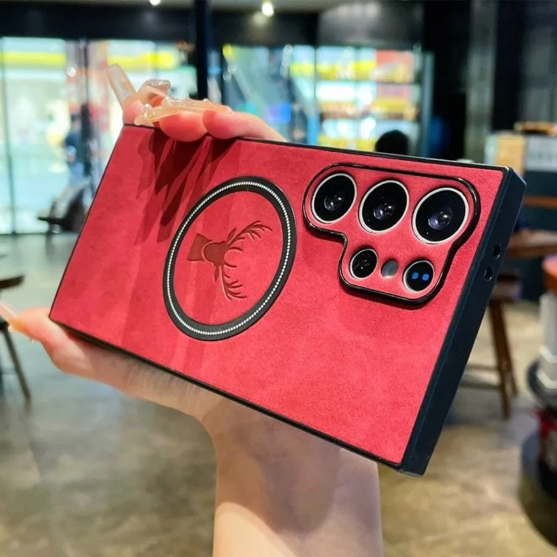 Deluxe PU Leather Deer Case with Magsafe Wireless Charging Support