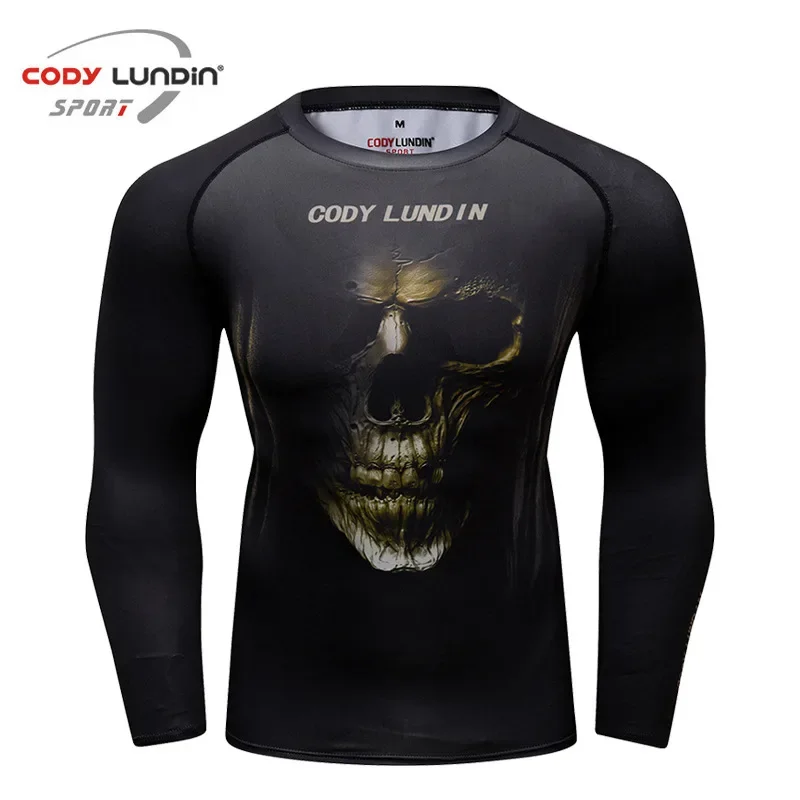 Skull MMA Rashguard Jiu Jitsu Jerseys+Pant Set Men MMA Thair T-shirt Shorts BJJ Boxing 4Pcs/Set Rash Guard Fightwear Sportswear