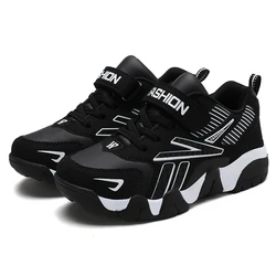 Kids Comfortable Leather Lightweight Sneakers - Fashionable Outdoor Sports Shoes - 33 (Black White)