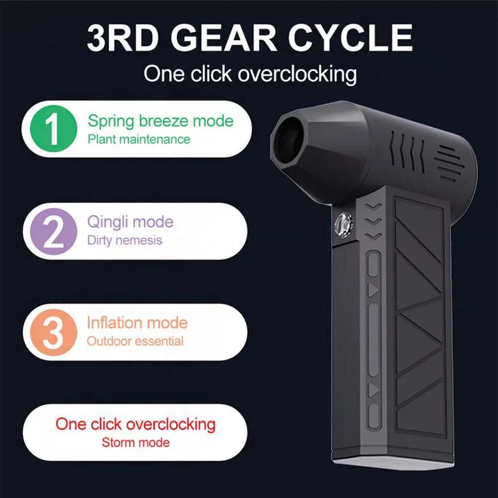 Portable Electric Air Duster 130000RPM Mini Turbo Jet Fan Adjustable Wind Speed Turbo Violent Blower Rechargeable with Light