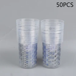 Disposable 600ml Transparent Calibrated Paint Mixing Cups - Available in 10 or 50 Pack (50PCS)