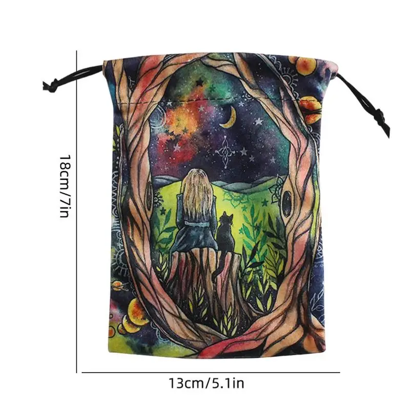Tarot Storage Bag Double-Side Divination Holder Pouch Jewelry Organizer Drawstring Tarot Game Gift Bag For Witches Magician