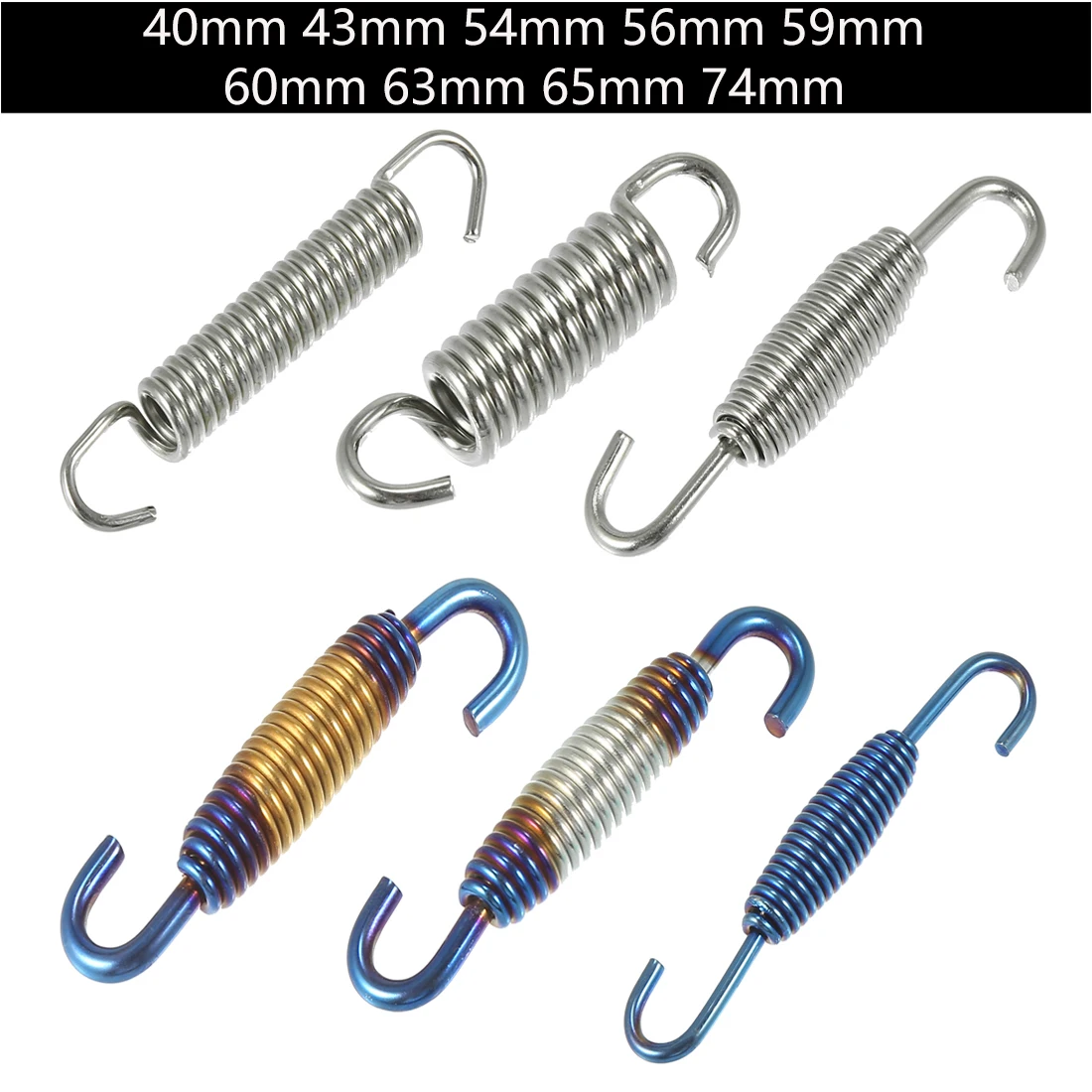 Lot De 6 Ressorts D'échappement En Acier Inoxydable 63mm - Universel Moto/scooter - Or Ou Bleu