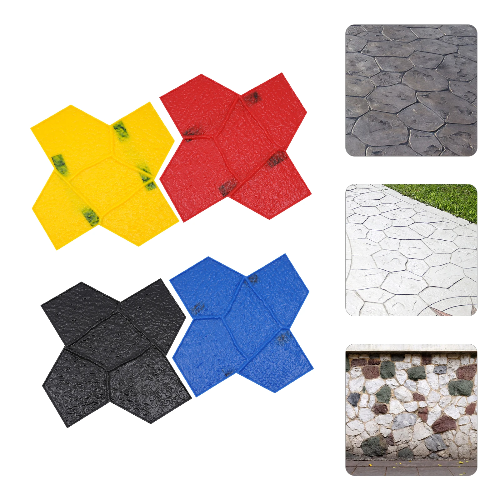 

4 Pieces Concrete Stamps Mats Concrete Stamping Molds For Wall & Floor