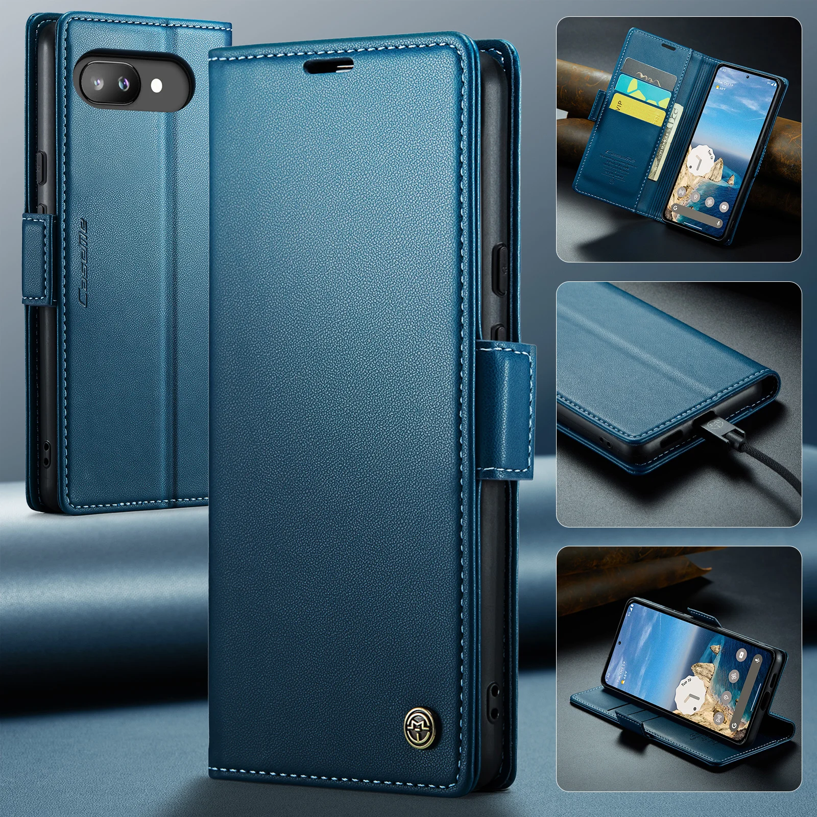 Luxury Leather Wallet Phone Case with Card Holder and Magnetic Closure