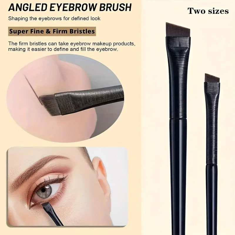 2pcs ultra-thin diagonal eyeliner brush set - fine diagonal eyeliner eyebrow brush, sickle ultra-thin diagonal flat angle, 5