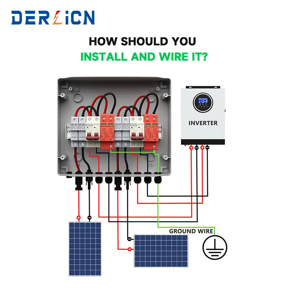 태양광 콤바이너 박스 DC 솔라 500V 2스트링 2인 2아웃 퓨즈 MCB SPD 방수 박스 IP65 야외 태양광 시스템용