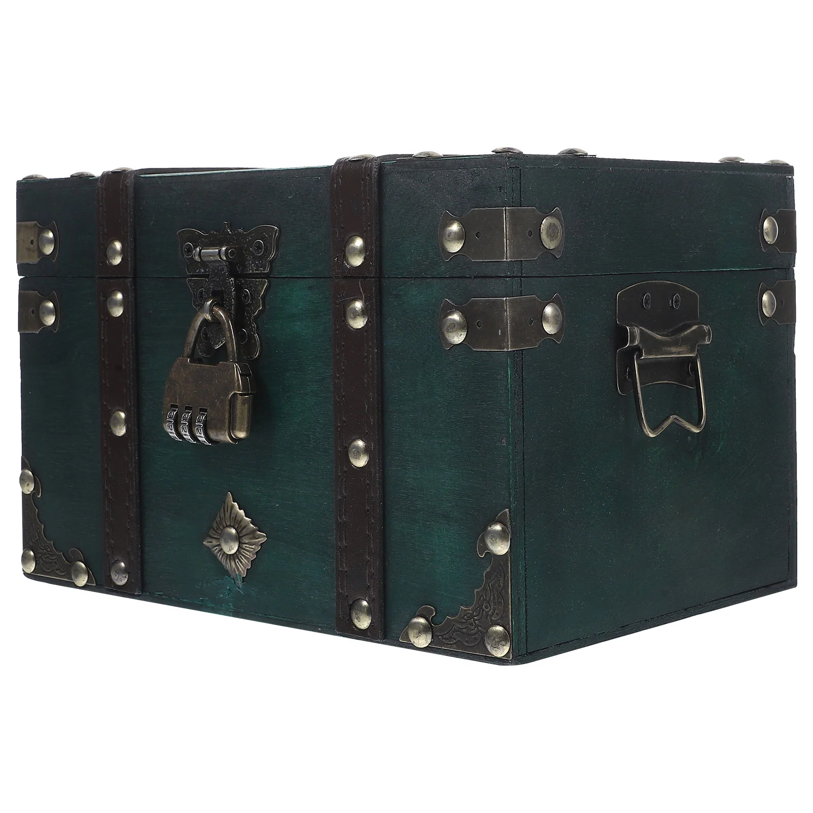 

Storage Boxes Vintage Pirate Treasure Chest European Style Wooden For Craft Retro Sundries Organizer Photo Prop