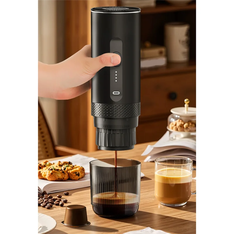 B59B-Portable Espresso Maker With Heating Function Cordless Rechargeable Handheld Coffee Maker F For Camping Office Hiking RV