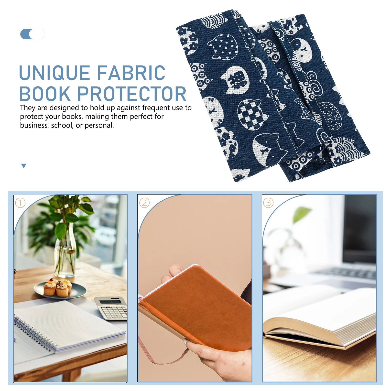 Blue Fabric Book Cover Protector Sleeve Diary Covers Hardcover Protective Cover Textbooks Cover Decorative delicate book cloth - 4