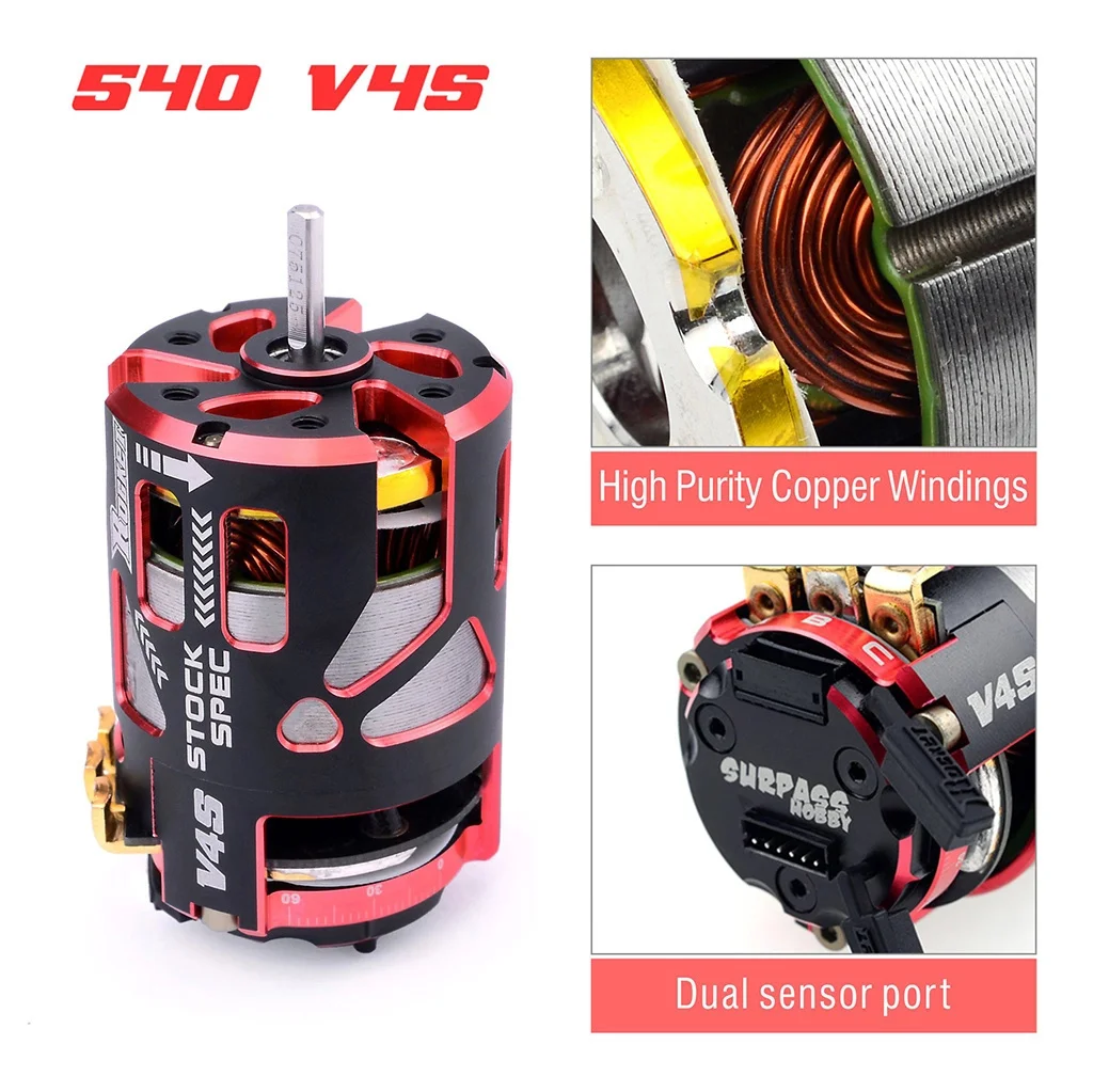 Factory wholesales Surpass Hobby 540 V4S brushless electric dc motor toy parts for 1/10th competition racing cars