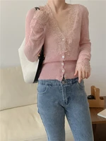 Cardigan en patchwork de dentelle pour femmes, pull vintage élégant pour dames, Kawaii, BIndividuUp, haute couture, pas cher, vente en gros, automne, hiver 6