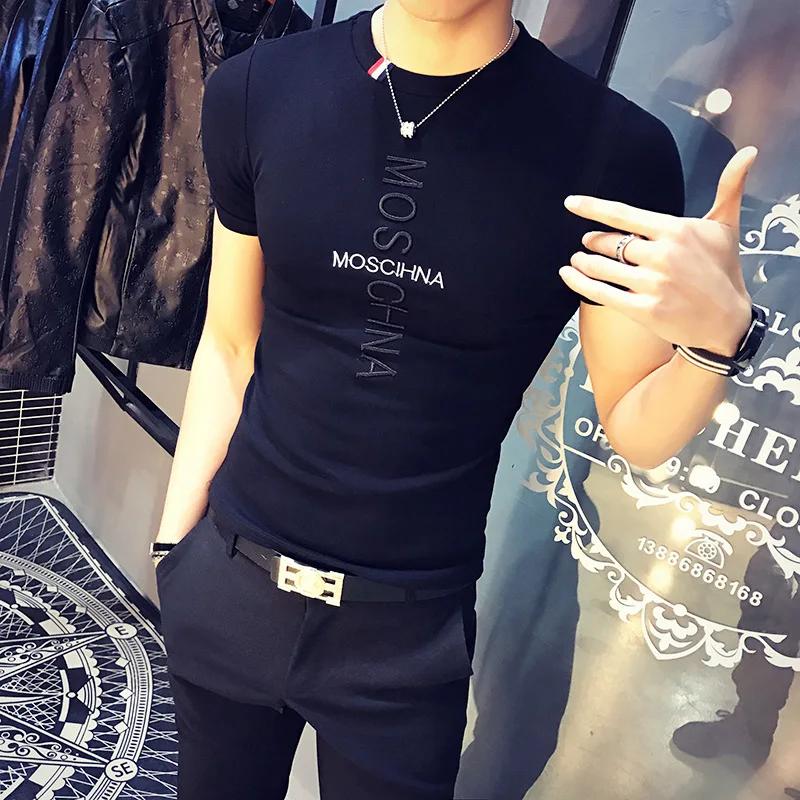 

Fashion T Shirt Men Summer Slim Fit Sports Wear Short Sleeve Tshirts Fitness Breathable O-neck Tops Tees Streetwear Men Clothes