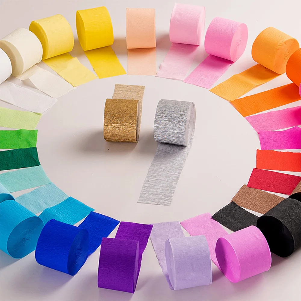 Rainbow Crepe Paper Streamers for Wedding Birthday Party Backdrop Decoration 3pcs/set