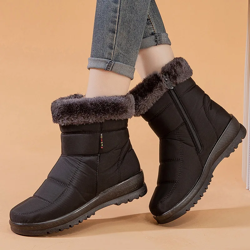 Warm Waterproof Women Winter Boots Fur Lined Ankle Boots Waterproof