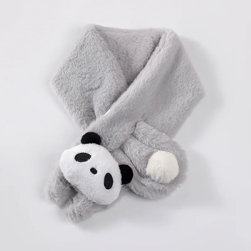 Cartoon Winter Baby Scarf Cute Panda Plush Scarves for Kids Boys Girls Korean Solid Color Children Warm Neckerchief