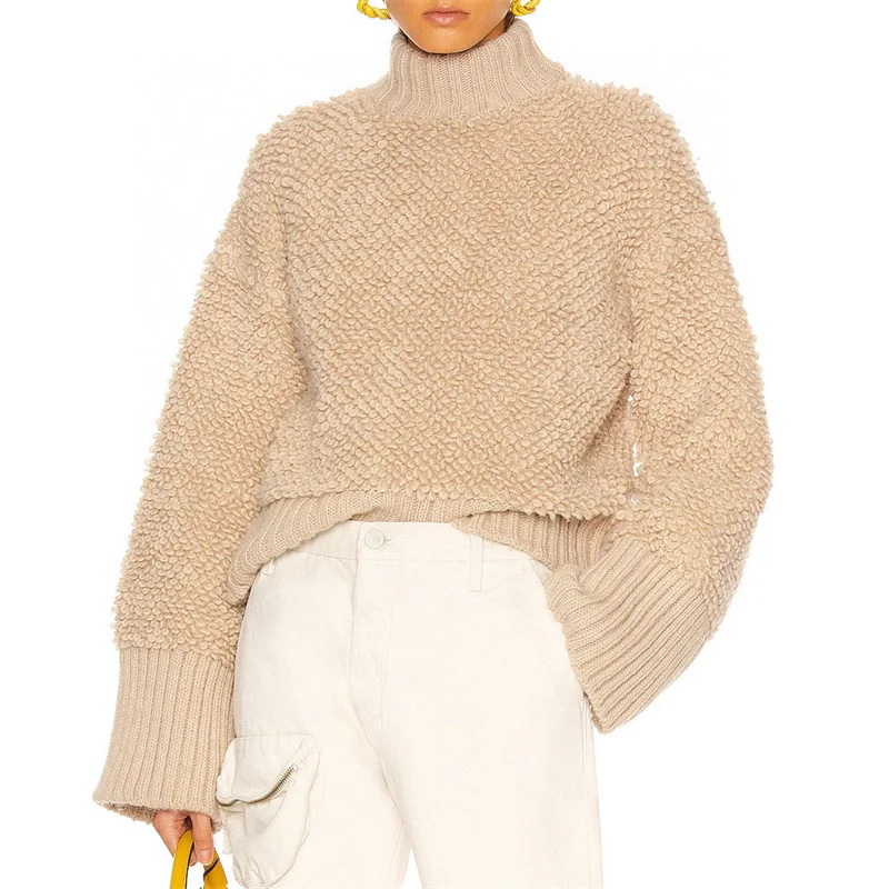 

Women's sweater 2023 Autumn New Korean Fashion High neck wool blend pullover Long sleeved Female clothing y2k knitwears blouse