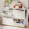 Shoe Cabinet for Entryway,Slim Hidden Shoe Cabinet Storage with 4 Flip Drawer,Large Shoe Rack Organizer Cabinet with Open Storag 6