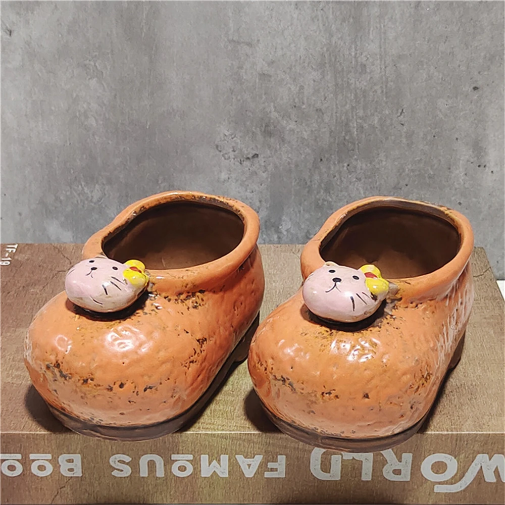 Flower Pot Plant Pot Creative Ceramic Succulent Flower Pot Personalized Retro Shoe Floral Accessories Breathabilityset Home Decoration