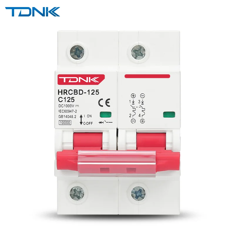 TDNK 2P DC MCB Circuit Breaker 600V 125A 100A 80A for PV System C Curve Battery Main Switch-Electrical Safety Device