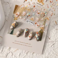 1 Sheet 5D Realistic Relief Cute Balloon Playing Elephant Baby Party Adhesive Nail Art Stickers Decals Manicure Ornaments 2