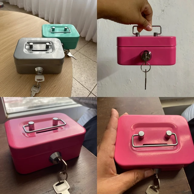 Mini Money Safe Box Key Money Holder Metal Storage Case Small Security Lock Box with Key Kids Portable Lockable Coin Boxes 2