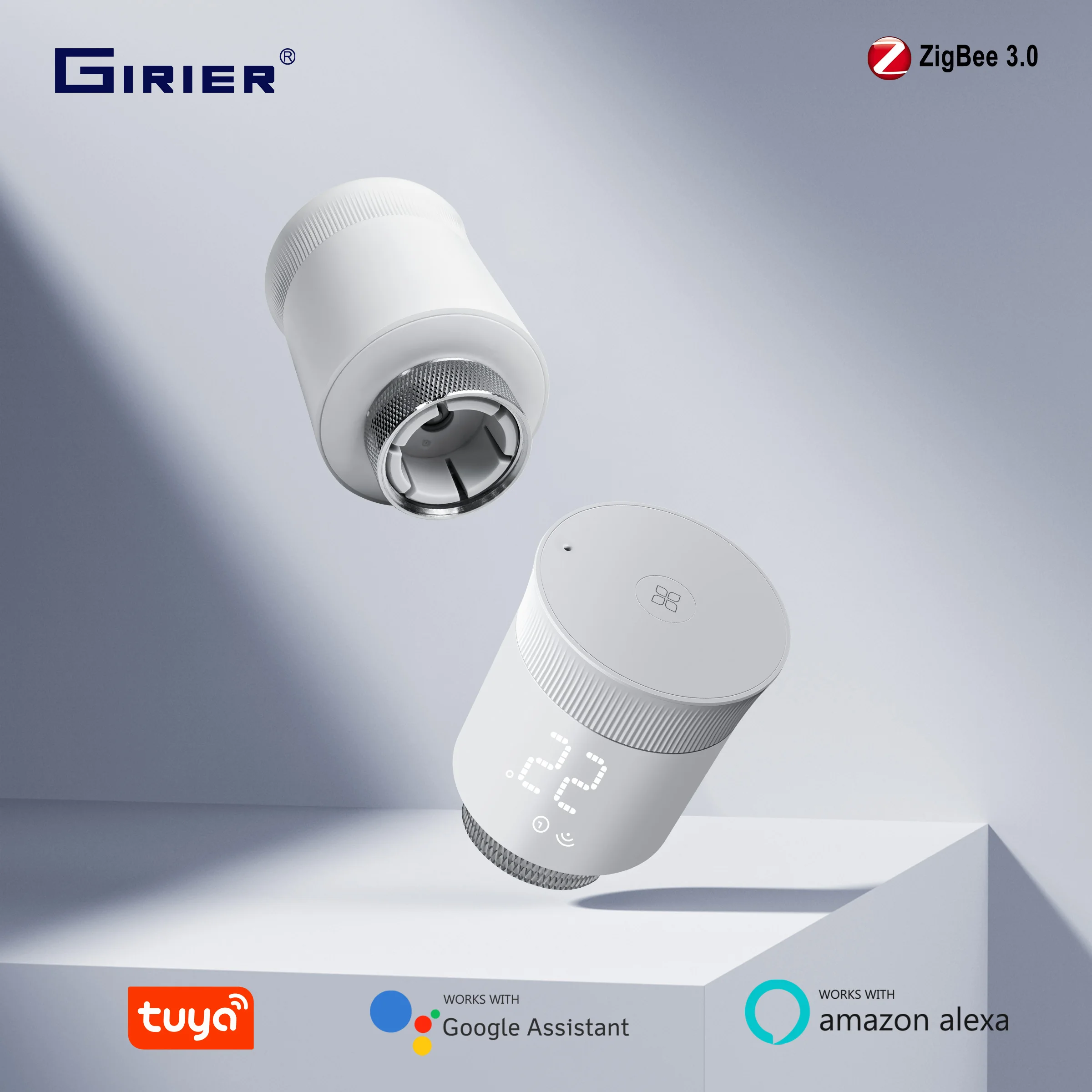 GIRIER Tuya สมาร์ทหม้อน้ํา Thermostat, ZigBee วาล์วหม้อน้ํา Thermostatic, Mini TRV สําหรับเครื่องทําความร้อน, ทํางานร่วมกับ Alexa Google Home 1