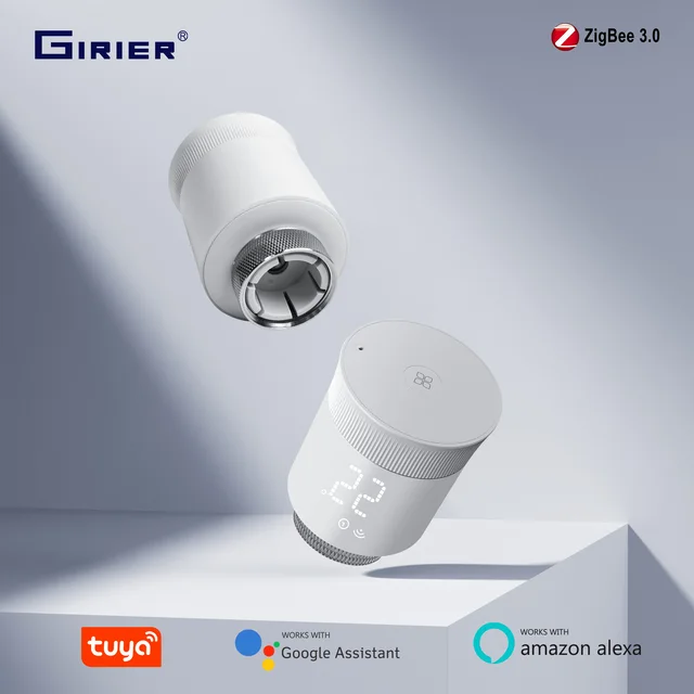 GIRIER Tuya สมาร์ทหม้อน้ํา Thermostat, ZigBee วาล์วหม้อน้ํา Thermostatic, Mini TRV สําหรับเครื่องทําความร้อน, ทํางานร่วมกับ Alexa Google Home 1