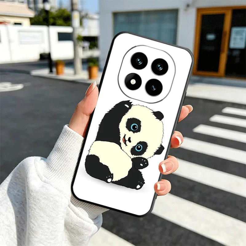Adorable Cartoon Panda Soft Black Phone Case Cover