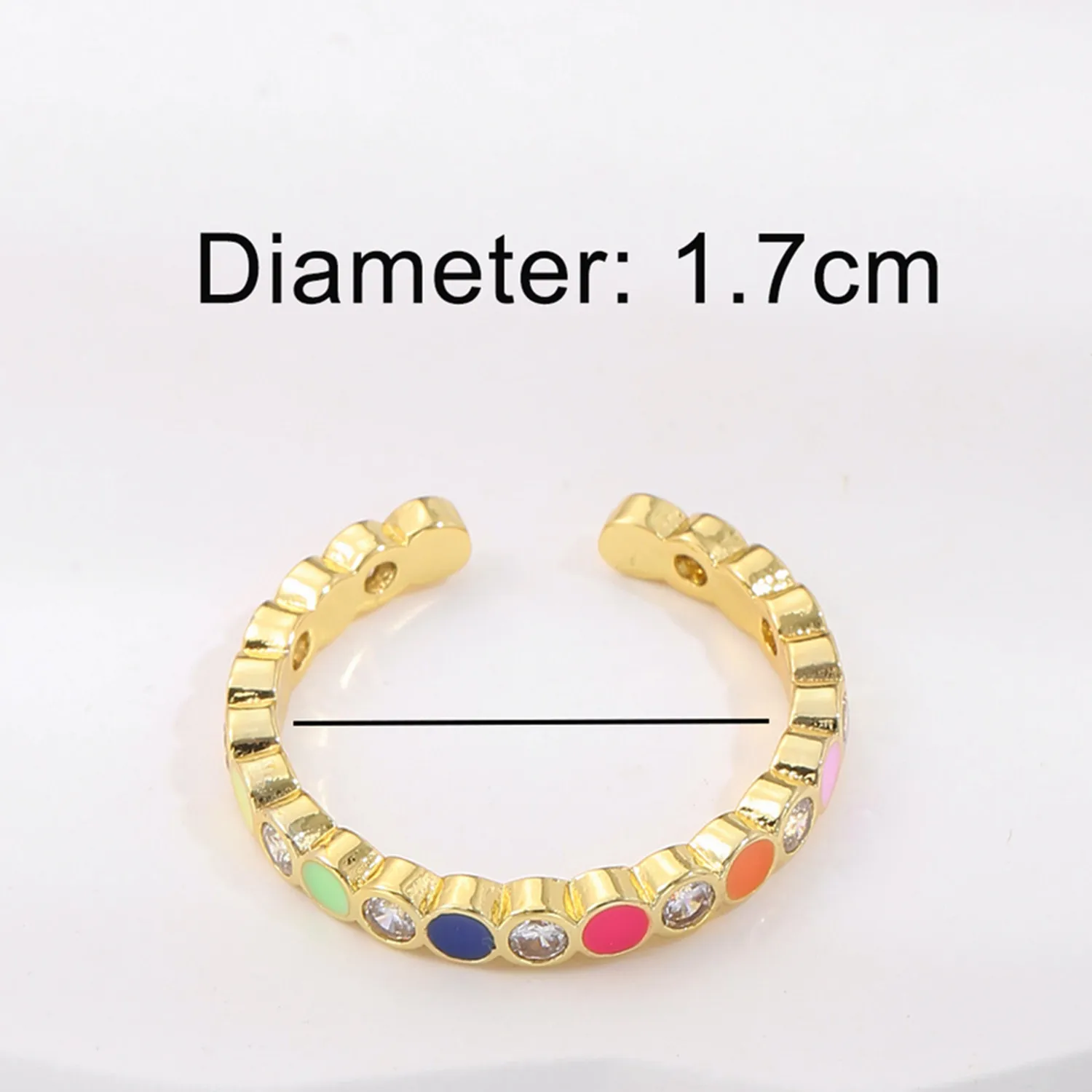 2021 INS Color Rainbow Fashion Rings For Women Finger Jewelry Clear CZ Colorful Neon Enamel Open Adjusted Dome Ring