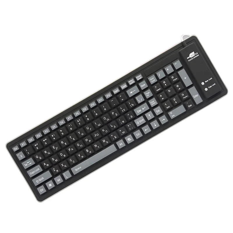Flexible USB Wired Russian Keyboard with 103 Keys - Silicone Layout for PC, Desktop, Laptop, and Tablet