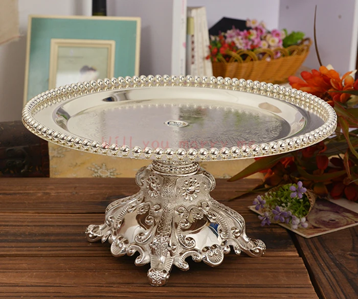 

Modern Silver plated cake tray cake stand breakfast fruit pastry bread dessert tray holder wedding party tray table decoration