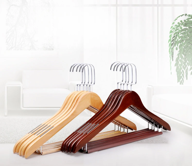 

10 Solid Wood Hangers Clothes Racks Wardrobe Hangers Wooden Hangers Simple and Non Slip Household Clothing Supports