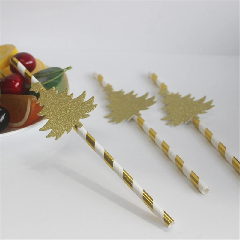 30 Pcs Disposables Drinking Straws Christmas Paper Straws Recyclable Striped for Coffee, Milk, Juice, Cocktial