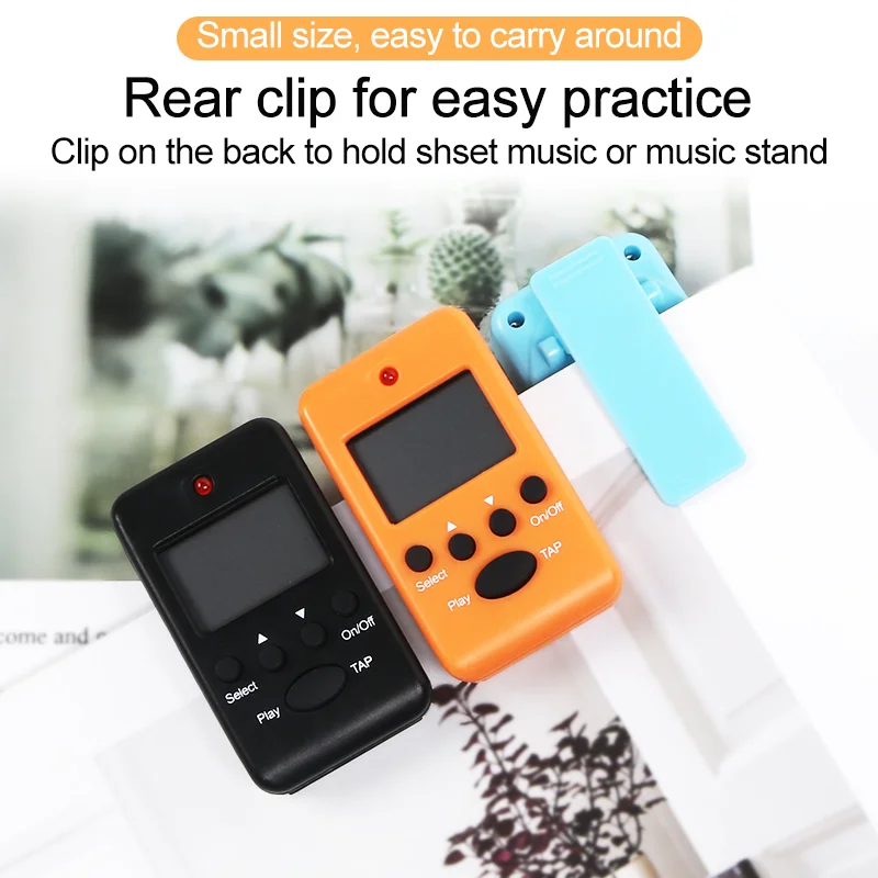 Compact Clip-On Digital Metronome with Adjustable Volume and LCD Display